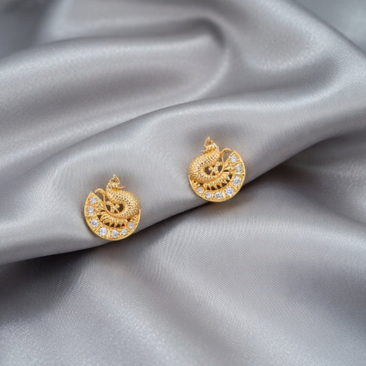 Elegant Peacock Gold-Plated Stud Earrings