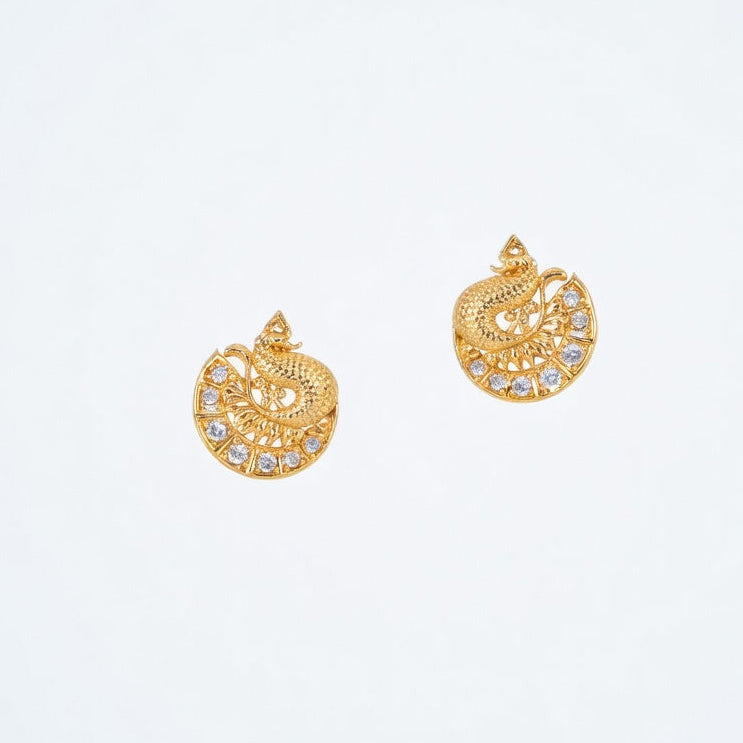 Elegant Peacock Gold-Plated Stud Earrings