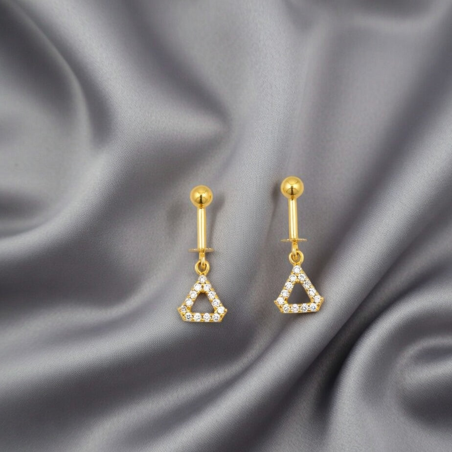 Geometric Triangle Drop Earrings – Gold Finish