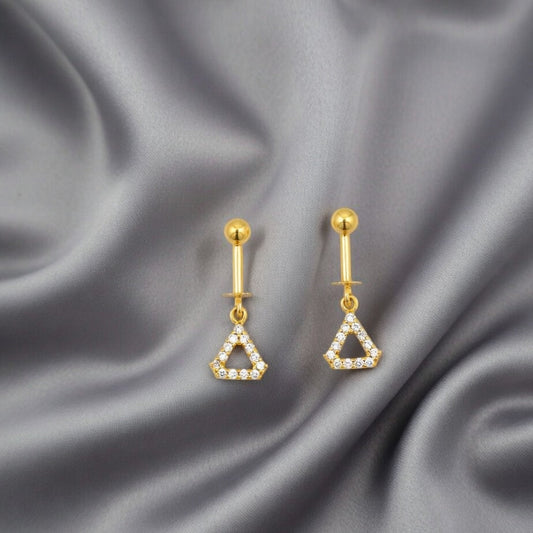 Geometric Triangle Drop Earrings – Gold Finish