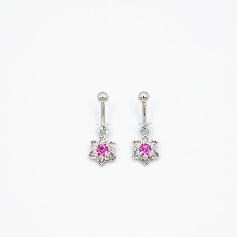 Elegant Pink Floral Drop Earrings