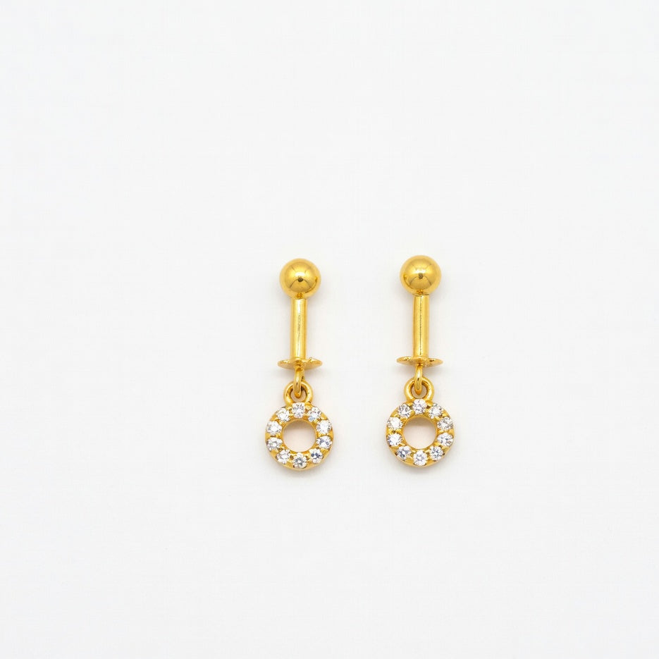 Classic Circle Drop Earrings – Gold Finish with Crystal Detailing