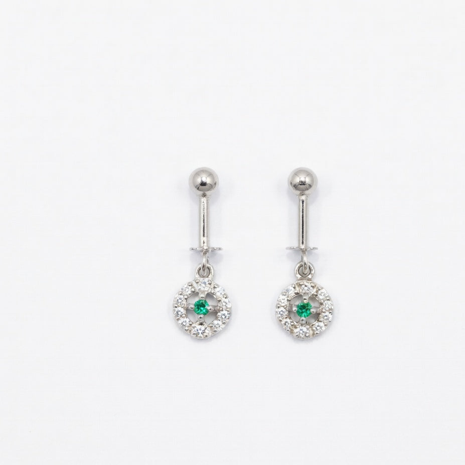Elegant Green Halo Drop Earrings