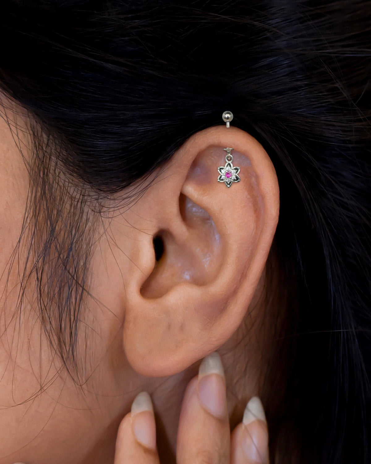 delicate flower helix piercing
