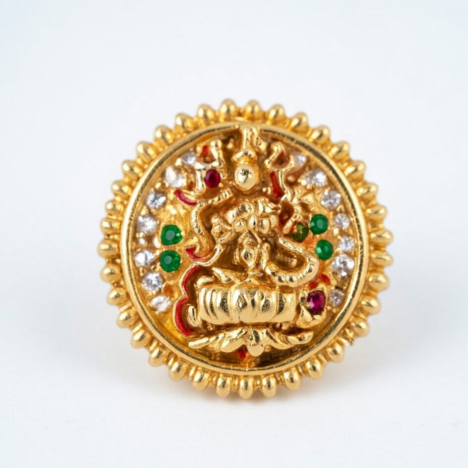 Divine Lakshmi Gold-Plated Temple Stud Earrings