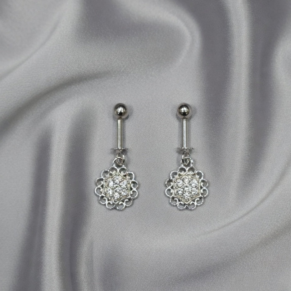 Classic Sparkle Floral Drop Earrings