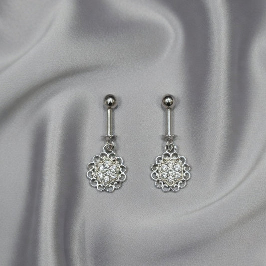 Classic Sparkle Floral Drop Earrings