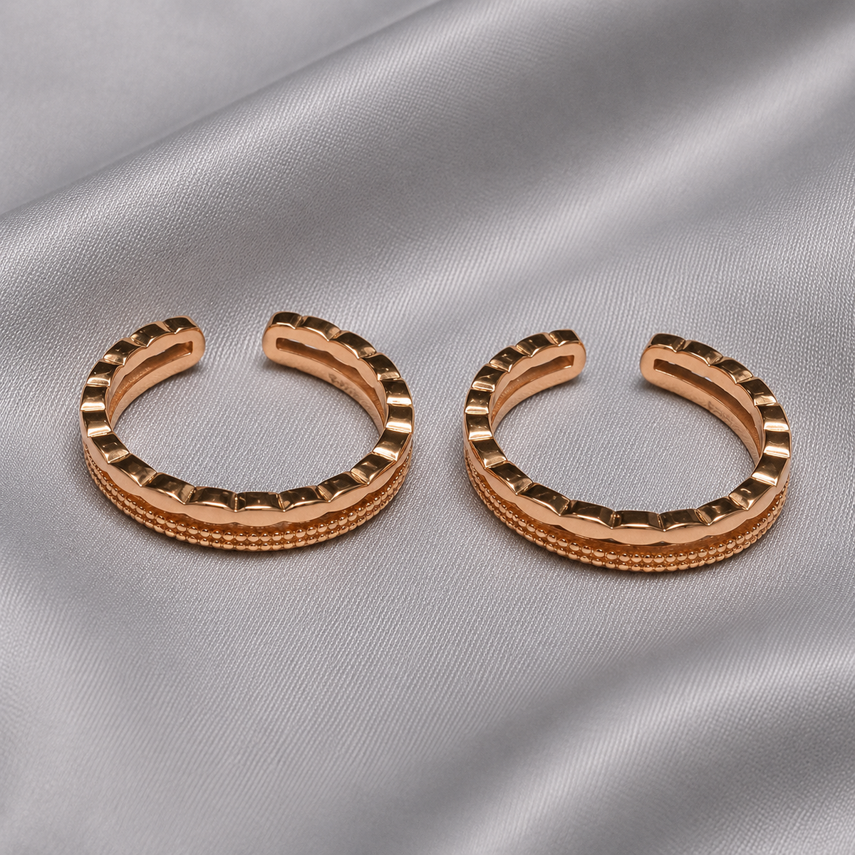 rose gold toe ring pair