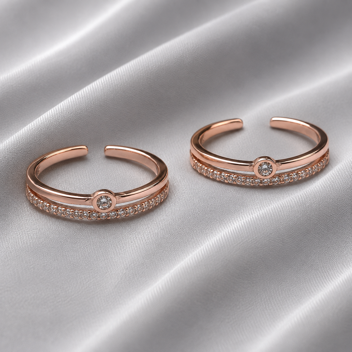 rose gold open fit toe ring for women