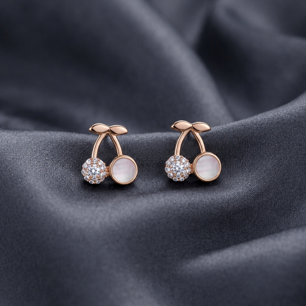 Cherry Glow Gold-Plated Earrings