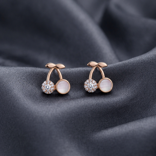 Cherry Glow Gold-Plated Earrings