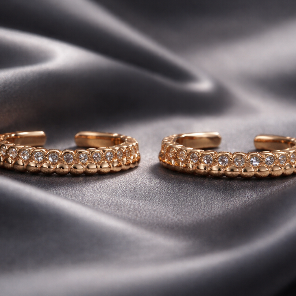 Rose Gold Beaded Crystal Toe-Rings