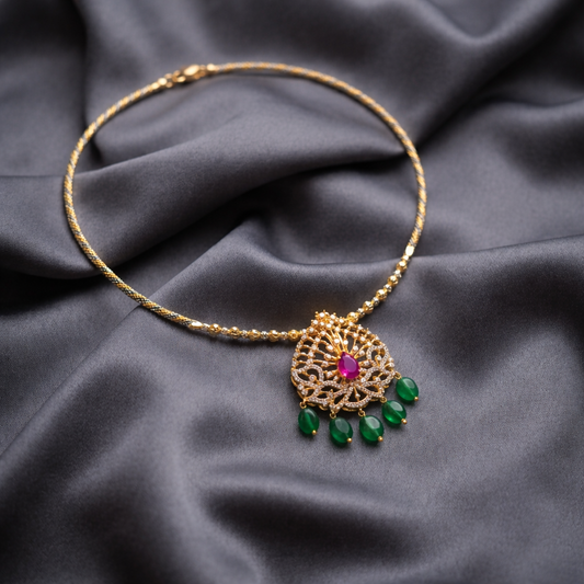 Royal Ruby Green Pendant Necklace