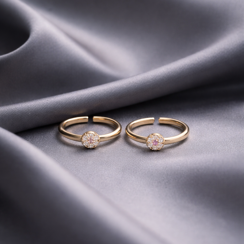 Rose Gold Solitaire Open Toe-Rings