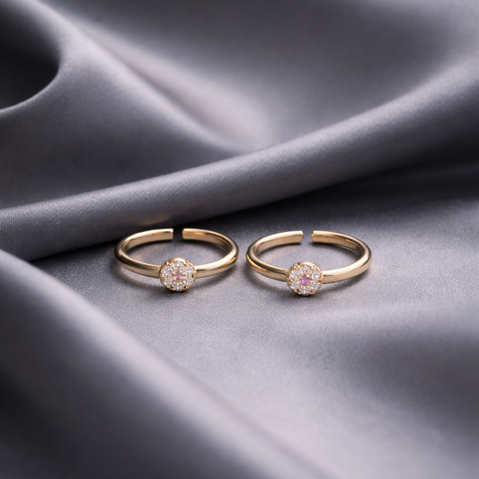 Rose Gold Solitaire Open Toe-Rings