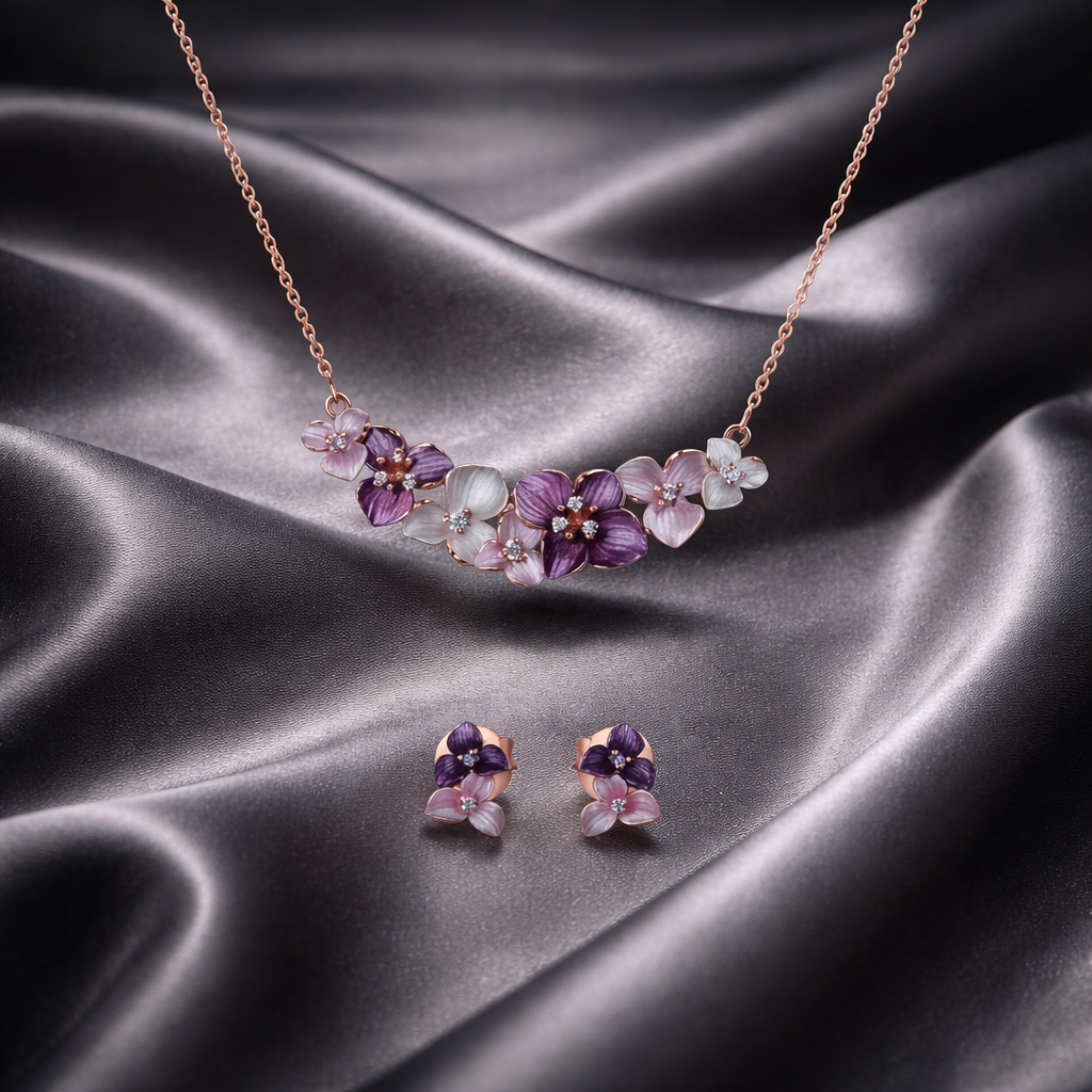Lavender Bloom Floral Necklace Set