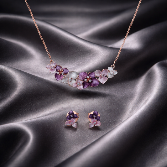 Lavender Bloom Floral Necklace Set