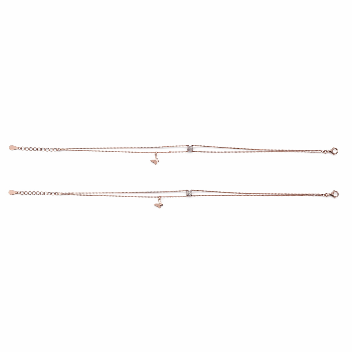 Elegant Rose Gold Dual Chain Anklet with Charm Detail
