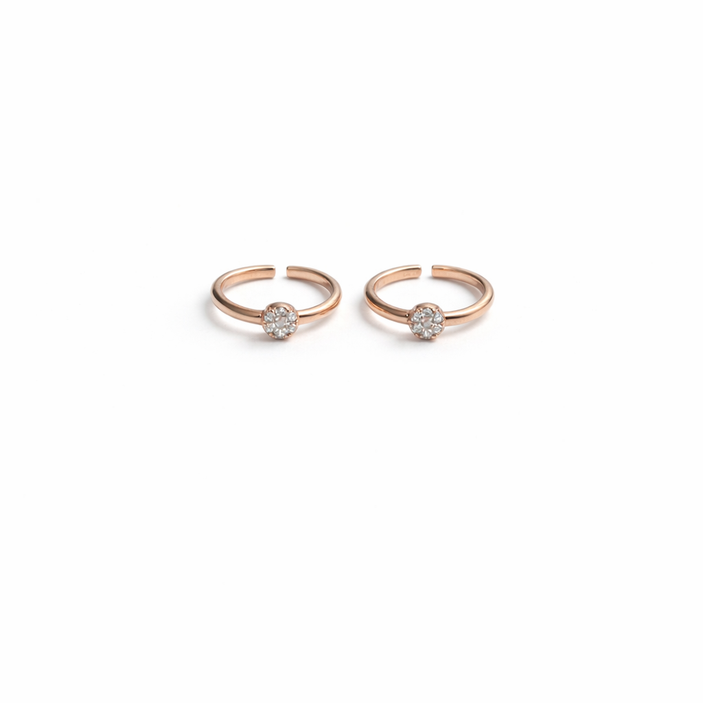 Rose Gold Solitaire Open Toe-Rings