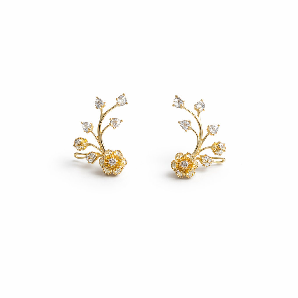 Golden Blossom Vine Earrings