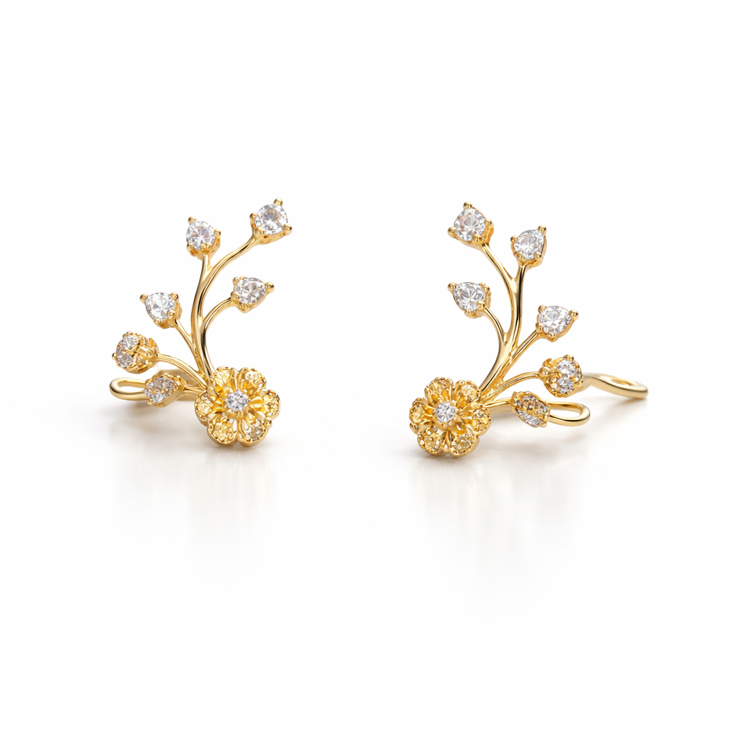 Golden Blossom Vine Earrings