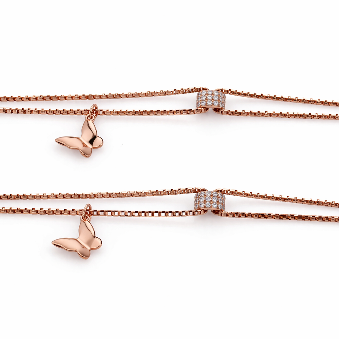 Elegant Rose Gold Dual Chain Anklet with Charm Detail