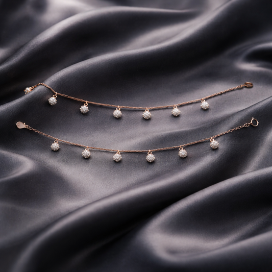 Rose Gold Crystal Drop Chain anklets