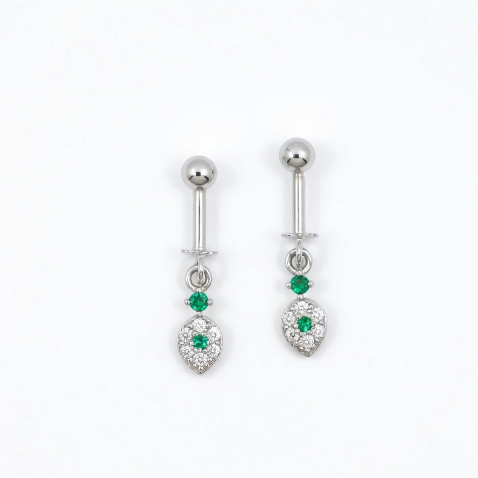 Elegant Green Teardrop Sparkle Earrings