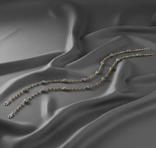 Dual-Tone Beaded Charm Anklet