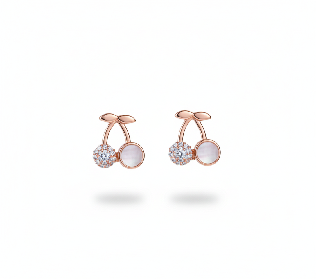 Cherry Glow Gold-Plated Earrings