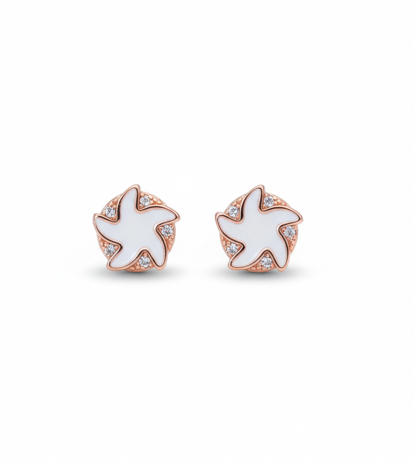 Rose Star Blossom Stud Earrings