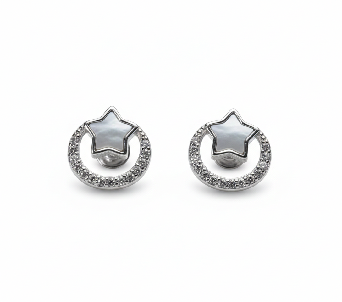Celestial Star Halo Silver Earrings