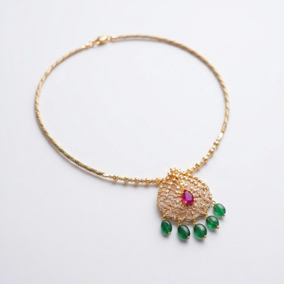 Royal Ruby Green Pendant Necklace