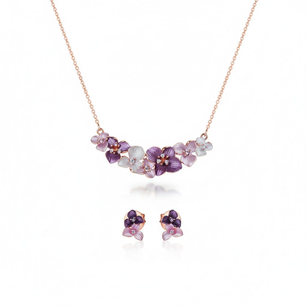 Lavender Bloom Floral Necklace Set