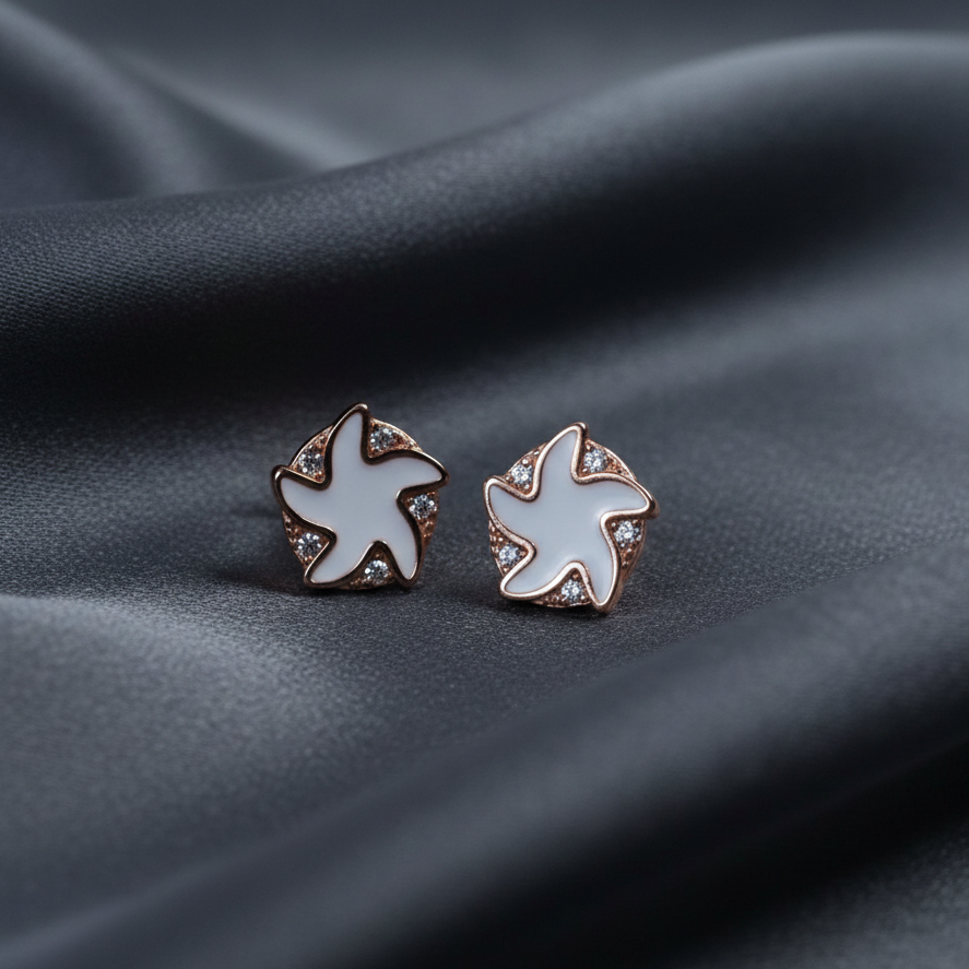 Rose Star Blossom Stud Earrings