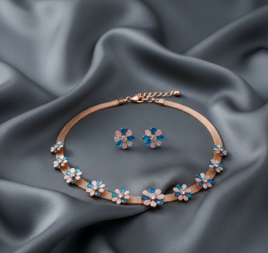 Floral Mesh Necklace Set
