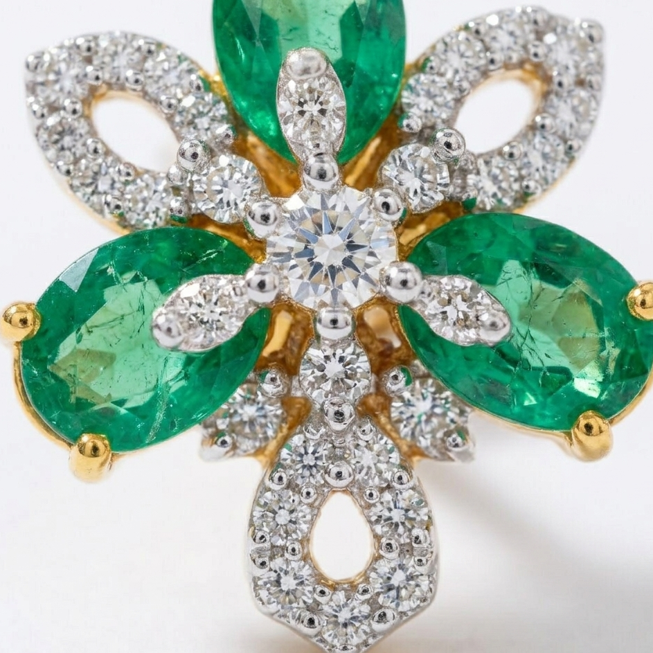 Emerald Blossom Floral Necklace Set