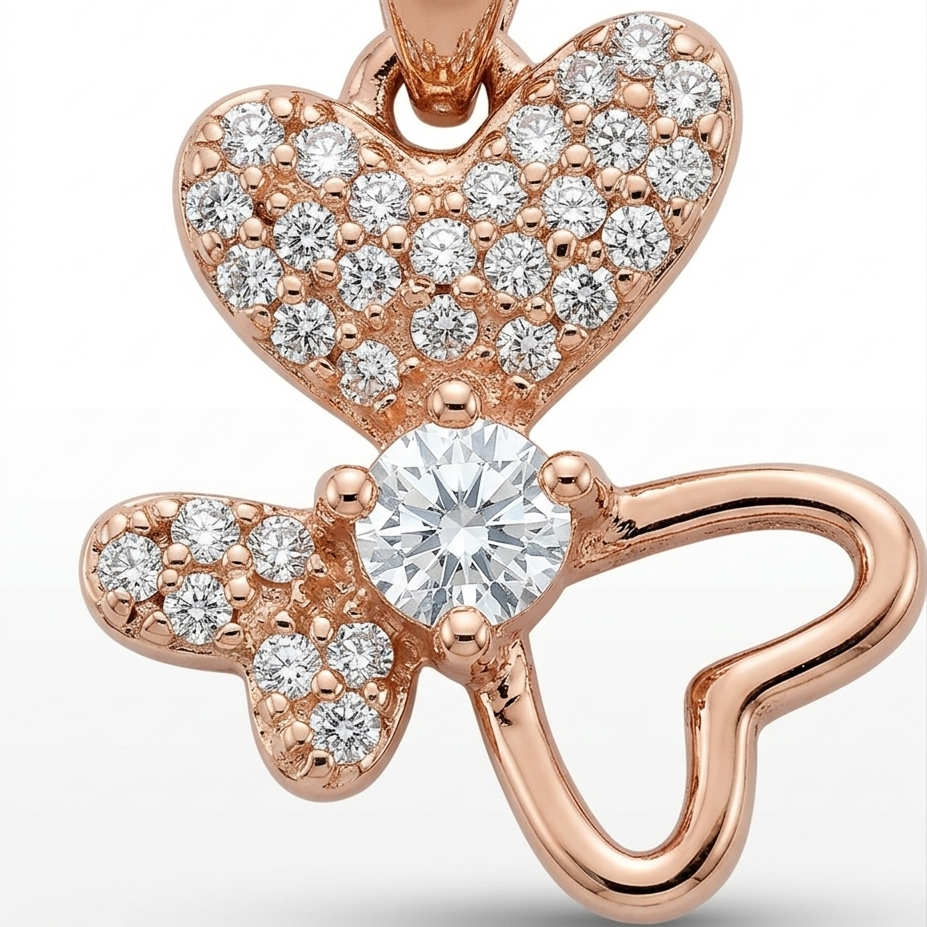 Heart Butterfly Pendant Set