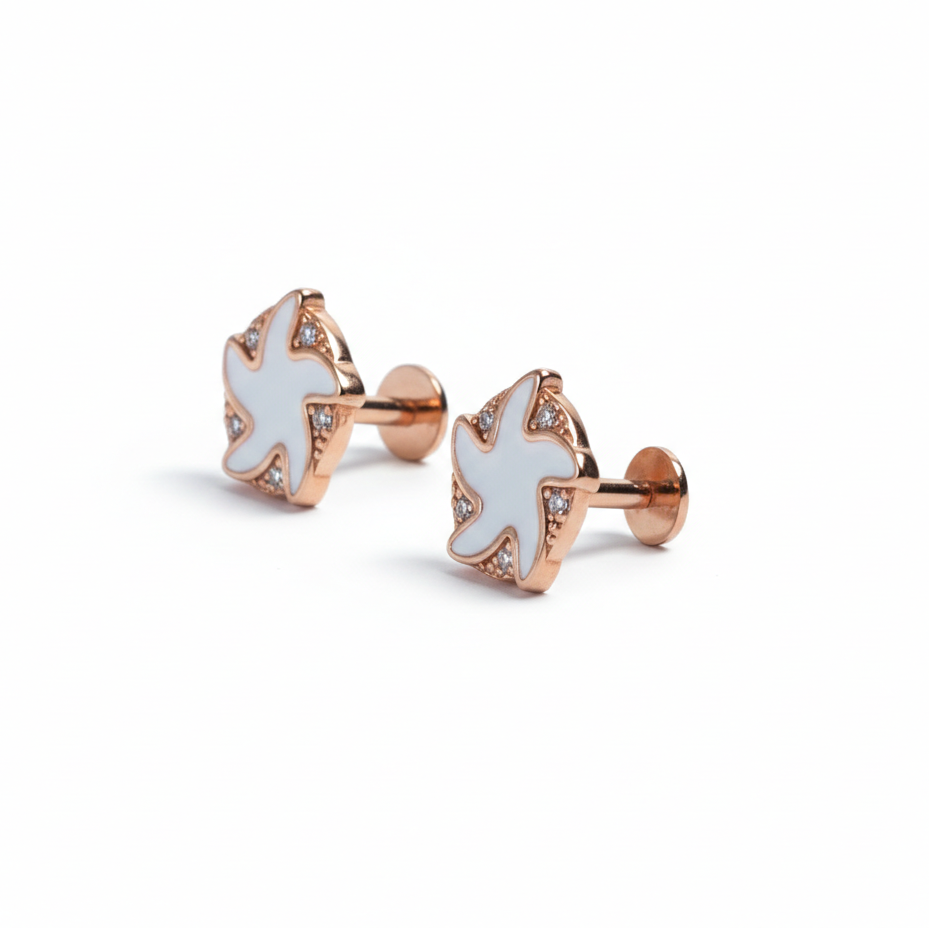 Rose Star Blossom Stud Earrings