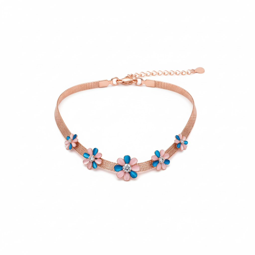 Floral Mesh Necklace Set