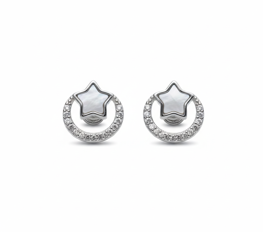 Celestial Star Halo Silver Earrings