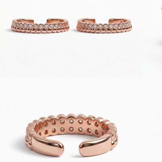 Rose Gold Beaded Crystal Toe-Rings