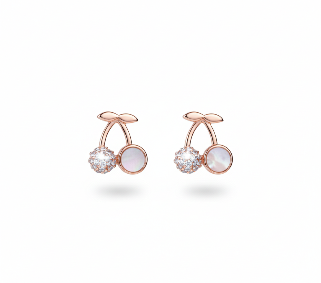 Cherry Glow Gold-Plated Earrings