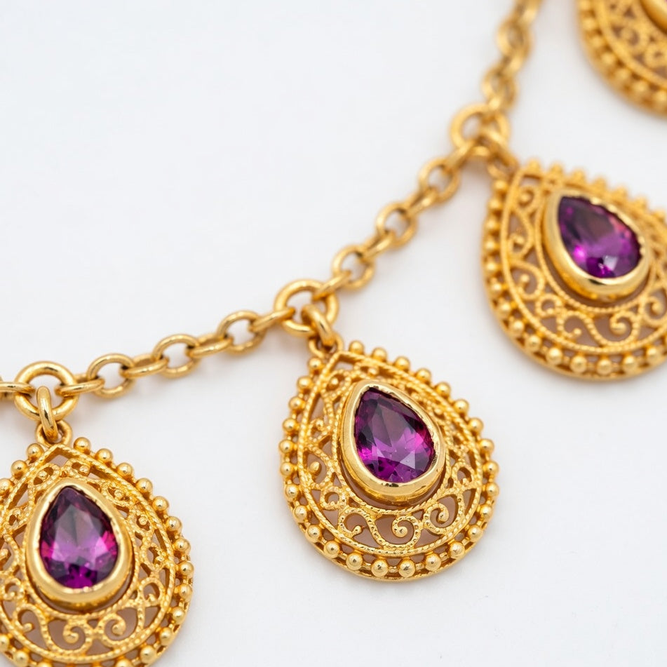 Royal Ruby Drop Necklace Set – Gold Finish