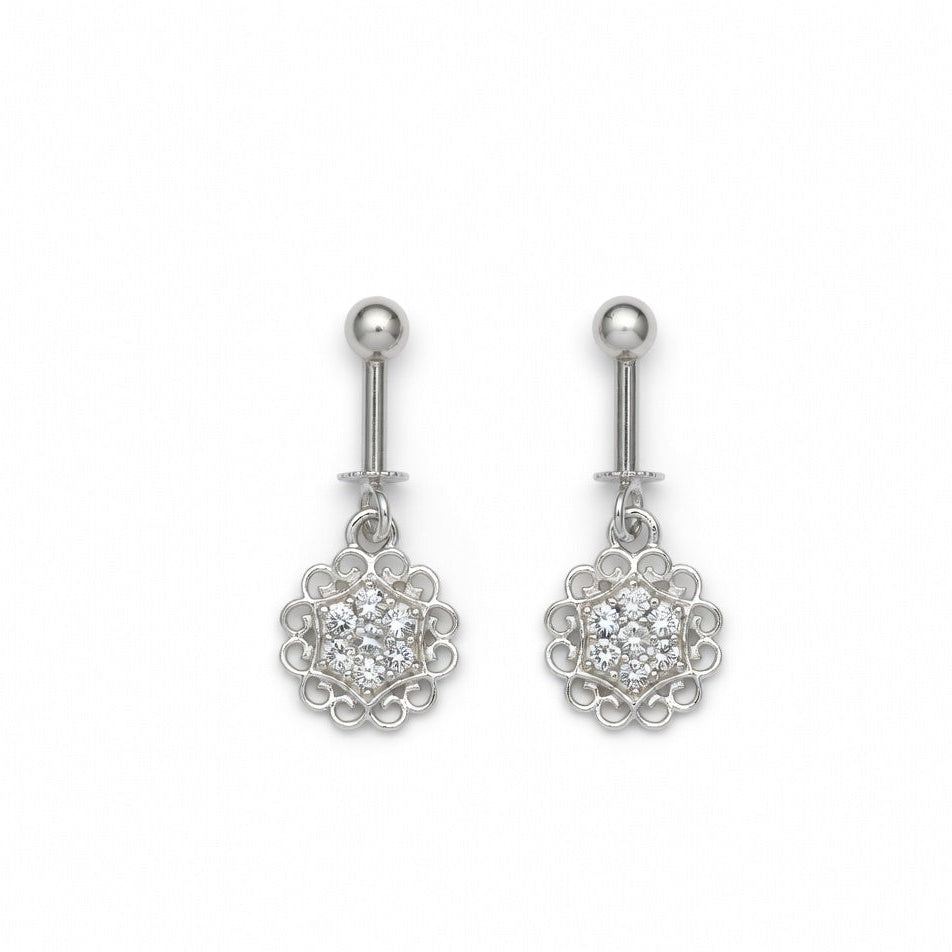 Classic Sparkle Floral Drop Earrings