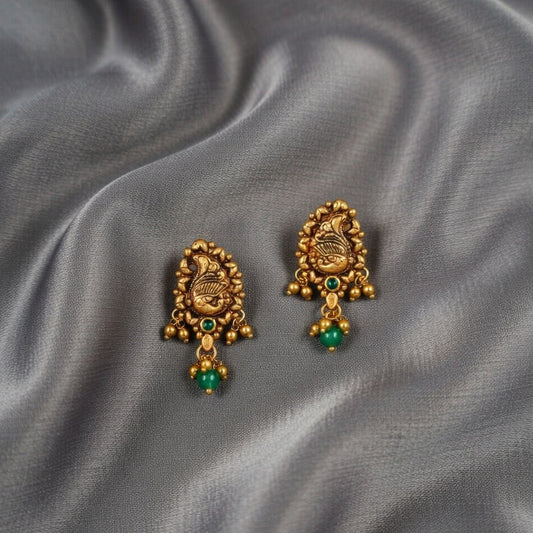 Elegant Antique Gold-Plated Floral Drop Earrings