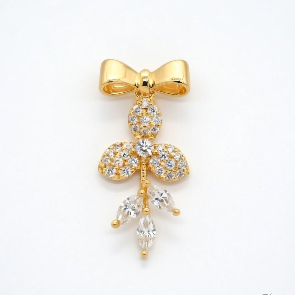 Elegant Gold Floral Pendant & Earring Set