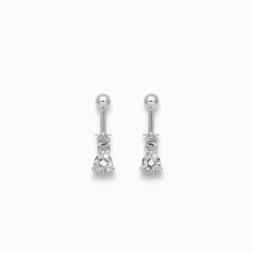 Solitaire Drop Earrings – Silver Finish with Crystal Shine