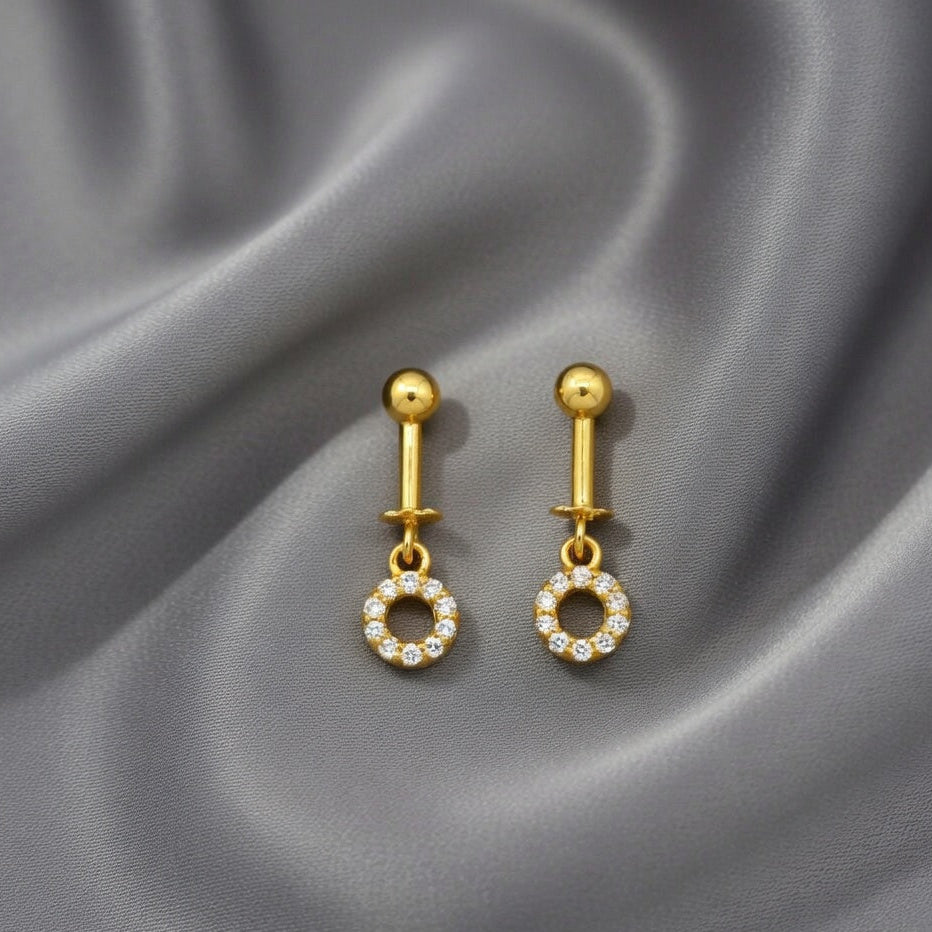 Classic Circle Drop Earrings – Gold Finish with Crystal Detailing