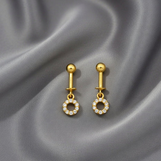 Classic Circle Drop Earrings – Gold Finish with Crystal Detailing